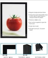 50cm * 70cm mural noir couleur aluminium magnétique cadre photo affichage publicitaire Led boîte à lumière signe