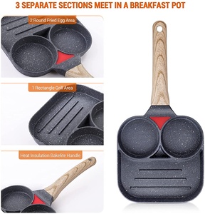 Sartén de cocina de <span class=keywords><strong>Gas</strong></span> y huevos de inducción, sartén dividida de 3 secciones, sartén antiadherente cuadrada <span class=keywords><strong>para</strong></span> desayuno de hamburguesas y huevos de Bacon - Product Image 2
