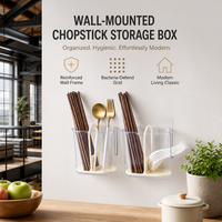 Boîte à baguettes en plastique optionnelle pour la cuisine, support mural pour vaisselle, conteneur de qualité alimentaire avec drainage
