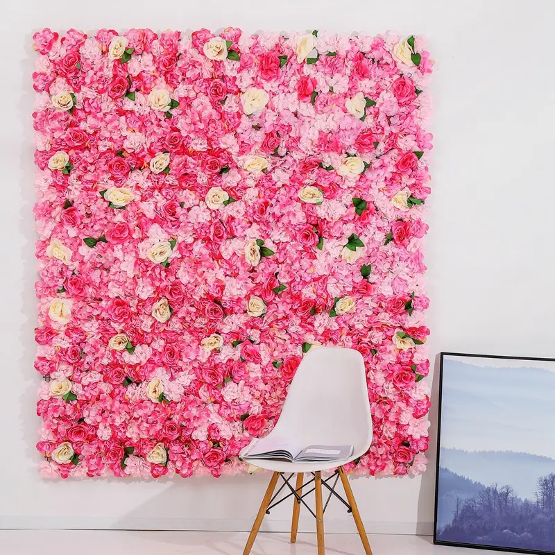 Custom 3d Cloth Flowerwall Wedding Artificial Silk Rose Flower Wall Panel Backdrop Artificial Flower Decorative Flowers For Wall