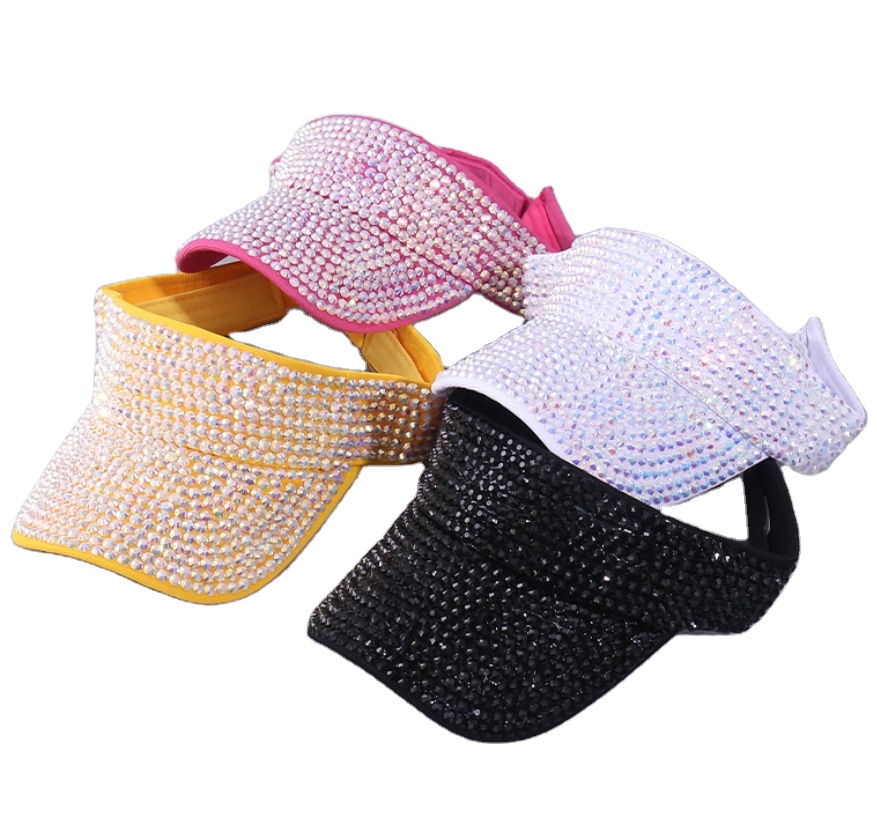 Женская хлопковая Полиэстеровая саржевая блестящая Кепка с козырьком и украшенными стразами