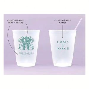 Vasos Personalizados Esmerilados e Impermeables para Bebidas, para Recepción de Bodas, Pedidos al por Mayor, Impresión Personalizada, Reutilizables, de Plástico, Románticos - Product Image 4