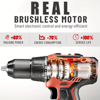 Perceuse à percussion sans balais 20V avec visseuse, batterie 8.0Ah, chargeur et accessoires, vitesse variable, mandrin 3/8'', certifiée CE, fabrication OEM/ODM