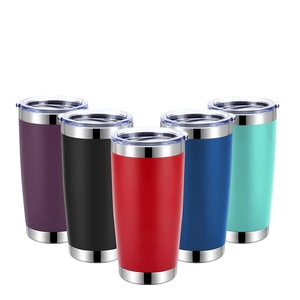 Venta al por mayor de fábrica: Tazas térmicas de viaje estilo americano de 500ml (17oz) con logotipo personalizado, de vidrio con recubrimiento en polvo y color degradado, con tapa. - Product Image 3