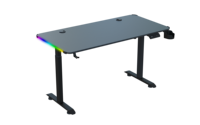 Bureau de jeu réglable en hauteur à moteur unique BEISIJIE AY-2Y, table en fibre de carbone RGB avec base en T
