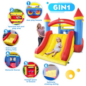 Château gonflable <span class=keywords><strong>avec</strong></span> toboggan, <span class=keywords><strong>parcours</strong></span> d'obstacles et piscine à balles pour les fêtes d'enfants - Product Image 6