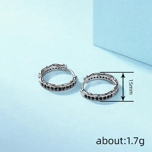 Orecchini a Cerchio Vintage in Argento 925 con Cristalli e Strass, Finitura Argento Anticato per Uso Quotidiano Femminile - Product Image 6