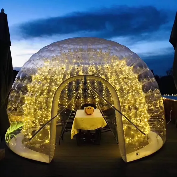 Açık taşınabilir temizle lüks otel tatil iglo çadır aile şişme kamp kubbe kabarcık çadır