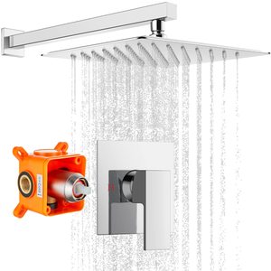 Système de douche de pluie noir mat 10 pouces pomme de douche salle de bains mélangeur de luxe douche ensemble combiné complet poignée Singe mural - Product Image 2