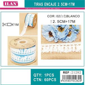 Strisce di pizzo Iln 2,5 cm x 17 m bianche per artigianato e decorazioni - Product Image 3