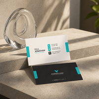 Cartes de visite personnalisées imprimées avec blocs latéraux turquoise et bloc de contact avec icônes pour le pack de cartes de marque de studio d'art visuel
