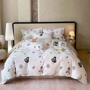 Windmill Jasmine Kids Bedding Set 4-Piece Pure Cotton Space Print Duvet Cover For Children's Room - Product Image 3
