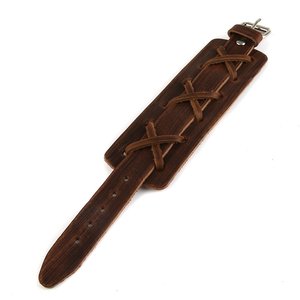 Pulsera de cuero Punk <span class=keywords><strong>Extra</strong></span> ancha ajustable para mujer y hombre pulsera de cuero para Rock gótico motocicleta bicicleta HipHop - Product Image 4