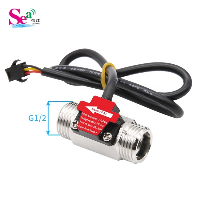 SEA Brand Hot Selling Factory Price YF-B1 G1/2" Turbine Stainless Steel 1 - 25L/min Hall NPN Pulse Output Water Flow Sensor