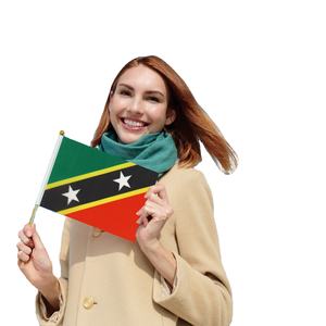 2024 фабрика, Лидер продаж, Федерация Святой Китт и Невис, деревянный шест, развевающийся вручную флаг для общего праздника - Product Image 1