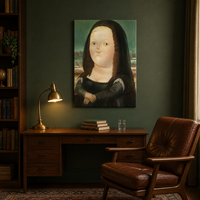 Tableau mural Mona Lisa obèse peint à la main, caricature amusante, portrait style pop, décoration moderne pour la maison, le bureau, le salon, cadeau