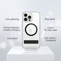 Coque de téléphone transparente magnétique puissante avec support pliable anti-jaunissement et antichoc pour iPhone 18 Pro Max 17 16 15 14