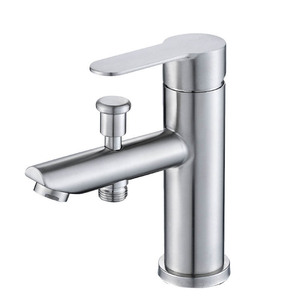 Grifo de lavabo de acero inoxidable con una sola manija, válvula de cerámica, montaje en cubierta, interruptor de elevación para lavabo de baño - Product Image 3