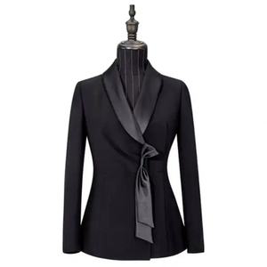 ชุดสูทผู้หญิงสไตล์เกาหลี ชุดทำงานสุภาพสตรี เสื้อเบลเซอร์ กางเกงขายาว ชุดทักซิโด้ สีน้ำเงิน ชุดสูทธุรกิจ - Product Image 4