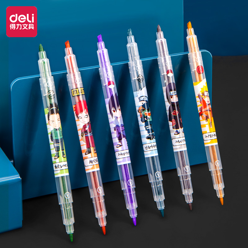 Deli S615 двухсторонняя Яркая Цветная флуоресцентная ручка-маркер школьные принадлежности для студентов канцелярские принадлежности