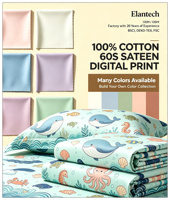 Ensemble de literie en coton imprimé numérique en gros, drap et housse de couette personnalisés en coton à fibres longues 60S