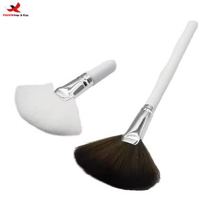 Fluffy Thick Wood Handle Super Soft Mini Esthetician Makeup Fan Brush for Concealer Highlight Powder GZ RTS Bulk Mixed Order - Product Image 1