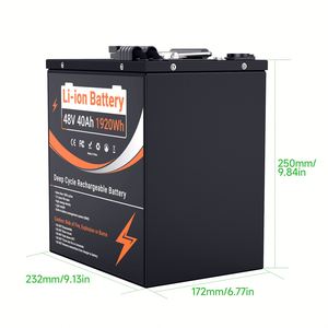แบตเตอรี่ลิเธียมไอออนแบบชาร์จไฟได้สำหรับจักรยานไฟฟ้า 48v 40ah พร้อมระบบจัดการแบตเตอรี่ 50A BMS และเครื่องชาร์จ 5A สำหรับระบบโซลาร์เซลล์บ้าน 1500w - Product Image 2