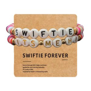 Pulsera de Letras Popular de Cerámica Suave Hecha a Mano con Estilo Europeo y Americano para Fans de SWIFTIE - Product Image 1