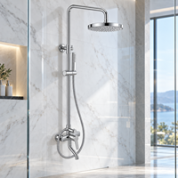 Système de douche complet moderne chromé avec douchette pluie supérieure et douchette à main réglable en hauteur pour commandes en gros et usage commercial