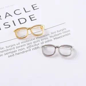 Broche estilo lente óptica, óculos em estoque, molhado em metal, dourado, prateado