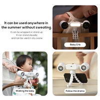 Ventilateur de poussette portable Dopapod G12 Mini 4000mAh, trépied flexible, pince pieuvre, ventilateurs de poussette pour bébé, lumière LED pour poussette
