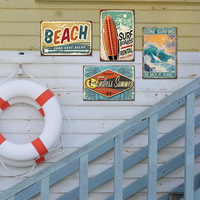 Placa Antigua Vintage, Póster Decorativo para Sala de Estar, Dormitorio, Decoración de Pared para el Hogar, Arena de Verano, Arte de Pared Perfecto para la Playa y Decoración Surf