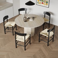 HZX Table de salle à manger en pierre naturelle de haute qualité, ovale, base cannelée, marbre Table de salle à manger en pierre de travertin beige