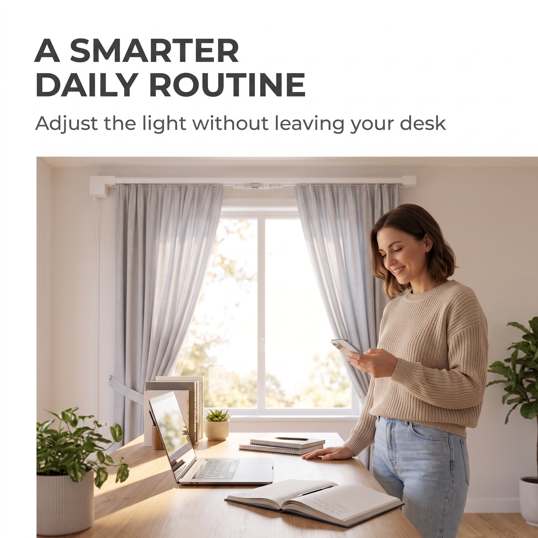 Minisoul Modern Smart Curtain Track Motorized Rail WiFi Remote App Control Quiet Under 45dB Holds Up To 66 Lbs For Living Room · image 11