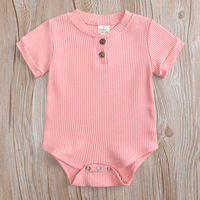 Infant Newborn Baby Girl Boy gerippte feste Kleidung Sets Kurzarm Body suits Elastic Shorts 2pcs Outfits Baby Kleidung Sets