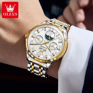 Reloj de pulsera mecánico luminoso OLEVS 7070 automático de lujo multifuncional con calendario perpetuo y fase lunar para hombre, ideal para dropshipping. - Product Image 3