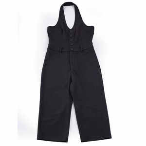 Women's Black V Neck Halter Neck Backless <b>Jumpsuit</b> Sleeveless Button-Front <b>Bodycon</b> Romper Summer Street Wear 2026 - Product Image 6
