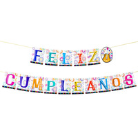 Décorations de fête d'anniversaire, bannière Feliz Cumpleanos, guirlande Joyeux Anniversaire, noir et or pailleté, fournitures de fête espagnoles pour la maison