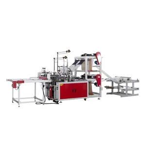 Double layer 4 lines heat sealing and cold cutting bag cutting machine with conveyor belt