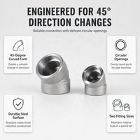 Coude à souder SS316L ASME B16.11 Classe 3000 à 45 degrés, forgé, à surface lisse pour systèmes de tuyauterie haute pression