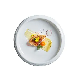 porcelain 8-12 inch double hollow plate dishes & plates High feet flat restaurant supply ceramics plates Factory with logo