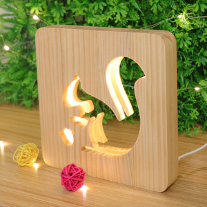 Lámpara de Mesa <span class=keywords><strong>USB</strong></span> DC 5V, Lámpara de Escritorio LED Decorativa, Lámpara de Noche de Madera de Pino Blanco Cálido con Interruptor de Botón - Product Image 2