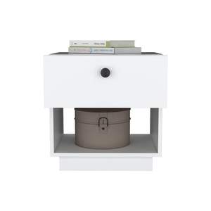 DB Viliigili, mesita de noche moderna de un cajón, mesa auxiliar con acabado blanco sólido para dormitorio, carga inalámbrica plegable para uso en apartamentos - Product Image 6