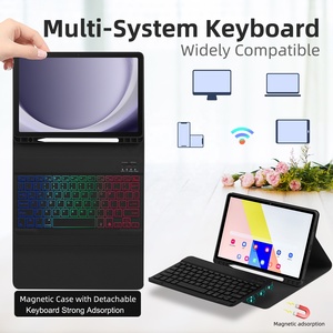 <span class=keywords><strong>Teclado</strong></span> desmontable magnético retroiluminado inalámbrico, Funda de cuero para tableta para Samsung Galaxy <span class=keywords><strong>Tab</strong></span> <span class=keywords><strong>S8</strong></span> 11,0, funda para <span class=keywords><strong>teclado</strong></span> de SM-X706 de - Product Image 4