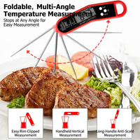 Termometer Makanan Lipat Digital, Pengukur Suhu Daging BBQ Dapur