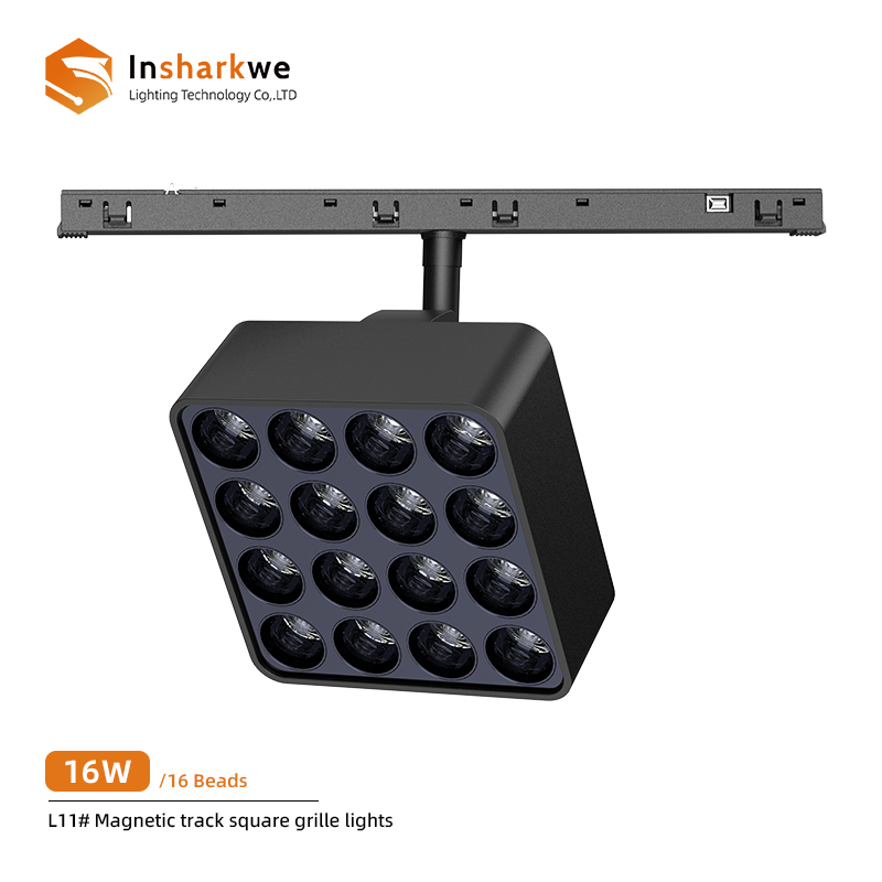 Luminaires à grille carrée sur rail magnétique 16W