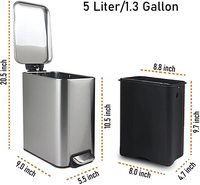 Poubelle de cuisine DS1395 5L/8L corbeille intérieure amovible poubelle compacte en acier inoxydable avec pédale