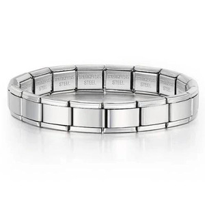Pulsera Modular Italiana de Acero Inoxidable con Dijes Cuadrados, Elástica y Brillante - Product Image 3