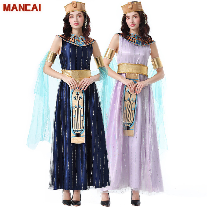 Fun Shack Disfraz De Cleopatra Para Mujer – Incluye Vestido, Cinturón, Capa Azul, Collar, Tocado Y Dos Muñequeras, Tallas S A XL, Ideal Para Halloween Y Fiestas Temáticas