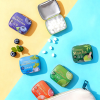 Suikervrije muntjes snoep, fruit smaak, frisse adem, geperste tabletten snoep, bulk groothandel OEM/ODM, op maat gemaakte private label snoepjes.